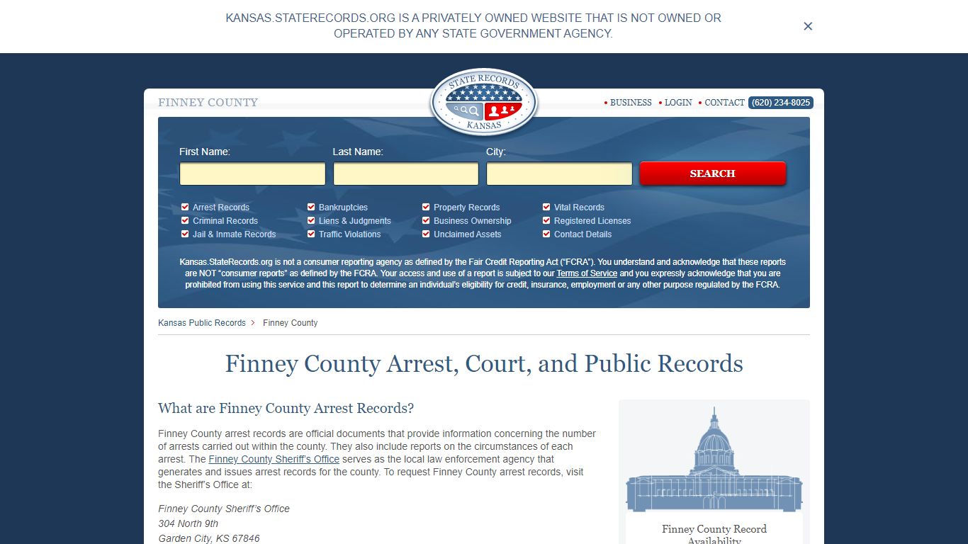 Finney County Arrest, Court, and Public Records